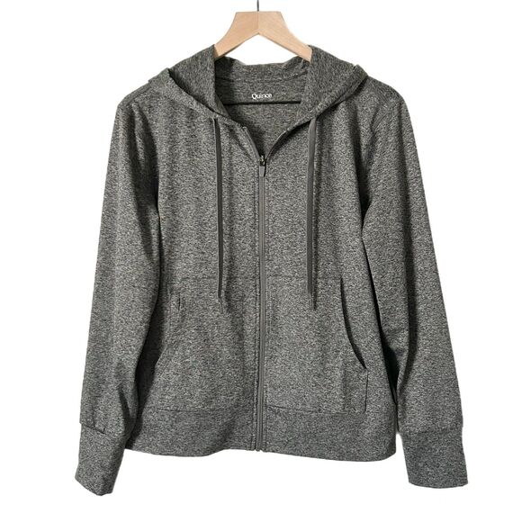 Quince Flowknit Full Zip Hoodie in Heather Gray Size Medium - Picture 2 of 5